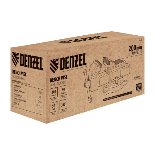 Тиски слесарные BVH-200, 200 мм, поворотные, стальная направляющая, с наковальней //Denzel фото 32