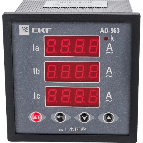 Трехфазный цифровой амперметр на панель EKF PROxima ad-963 фото 4 Трехфазный цифровой амперметр на панель EKF PROxima ad-963 фото 4