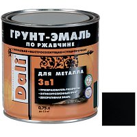 Грунт-эмаль по ржавчине Dali 3 в 1 гладкая черная RAL 9005 0,75 л