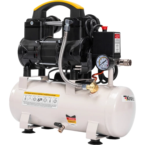 Компрессор воздушный безмасляный KRANZ KR-850/10, 850 Вт, 140 л/мин, 10 л KR-16-1161 фото 4