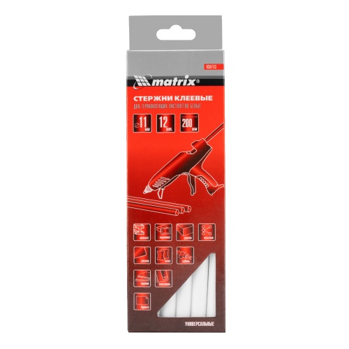 Стержни клеевые, белый, 11 х 200 мм, в упаковке 12 шт Matrix фото 4