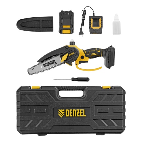 Цепная мини-пила аккумуляторная бесщет., CCS-150, шина 150 мм, Li-Ion, 20 В Denzel фото 2