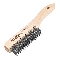 Щетка зачистная 5-и рядная, прямая проволока из нержавеющей стали с деревянной ручкой, EFP// Denzel