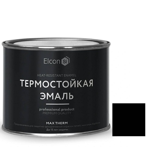 Эмаль термостойкая Elcon Max Therm 500 градусов чёрная 0,4 кг