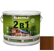 Покрытие алкидное защитно-декоративное для древесины Акватекс 2 в 1 полуматовое Орех 9 л