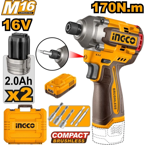 Аккумуляторный ударный шуруповерт INGCO 16В 170 Нм INDUSTRIAL CIRLI16178 фото 3 Аккумуляторный ударный шуруповерт INGCO 16В 170 Нм INDUSTRIAL CIRLI16178 фото 3