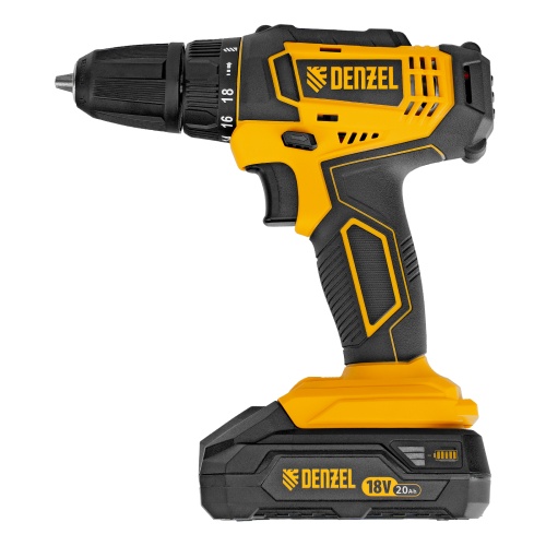 Дрель-шуруповерт аккумуляторная CDL-18-02BM, Li-Ion, 18 В, 2 аккумулятор Denzel фото 15