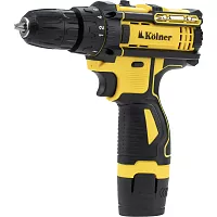 Дрель-шуруповерт аккумуляторная Kolner 12В, 29 Нм, KCD 12/2C, БЗП 0,8-10 мм, 0-350/1350 об/мин, 2 скорости, подсветка 8020100573