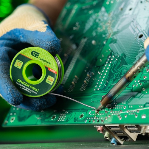 Припой с канифолью, D 1.5 мм, 100 г, POS61, на пластмассовой катушке Сибртех фото 8