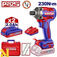 Аккумуляторный ударный шуруповерт emtop ECIRL2023