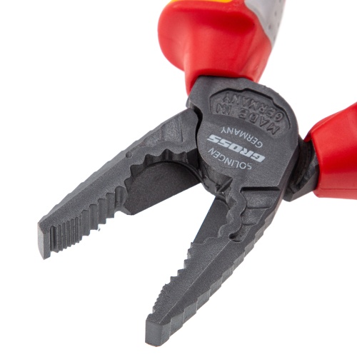 Плоскогубцы комбинированные, диэлектрические трехкомпонентные рукоятки до 1000 В, 180 мм Gross фото 3