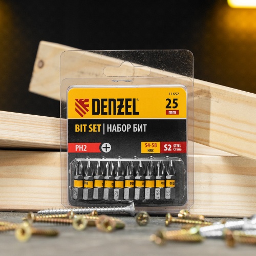 Бита PH2х25, сталь S2, шестигранный профиль, 10 шт. Е 6,3 Denzel фото 6 Бита PH2х25, сталь S2, шестигранный профиль, 10 шт. Е 6,3 Denzel фото 6