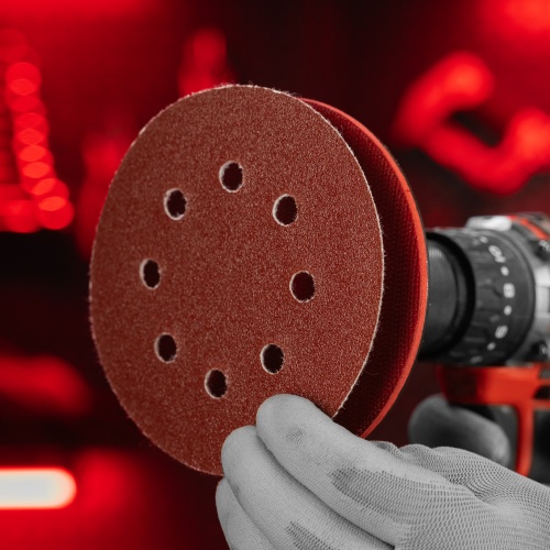 Круг абразивный на ворсовой подложке под "липучку", перфорированный, P 80, 125 мм, 5 шт Matrix фото 6