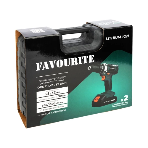 Дрель-шуруповерт аккумуляторная FAVOURITE OBS 21 DC SET UNIT 21В, кейс 150127421 фото 3