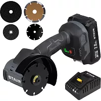 Машина углошлифовальная аккумуляторная Ставр (УШМ), 76 мм, 18V UNI-M, BL, Stavr SAG 18BL-76V-1, диск 76-105мм, посадка 10/16/20мм, 8000-12000об/мин (АКБ 2.0Ач, ЗУ,диск 4шт) 9020700111