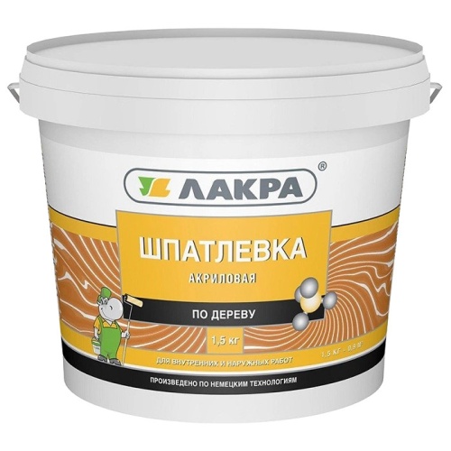 Шпатлевка акриловая по дереву Лакра белая 1,5 кг