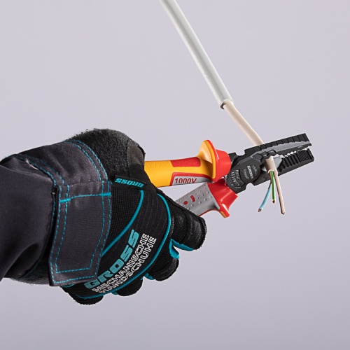 Плоскогубцы комбинированные, диэлектрические трехкомпонентные рукоятки до 1000 В, 180 мм Gross фото 5