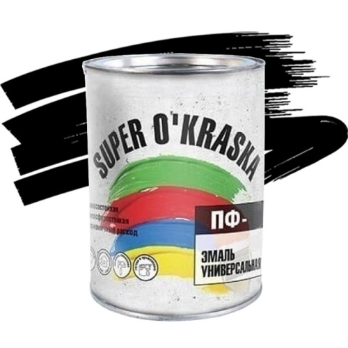 Эмаль Super Okraska ПФ-115 черная глянцевая 1,9 кг