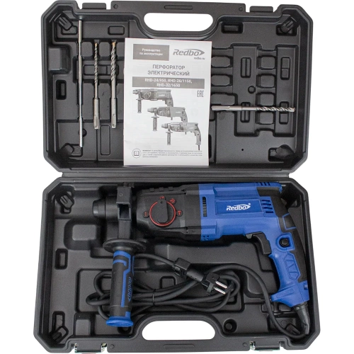 Перфоратор электрический Redbo RHD-24/950 (950Вт, 24мм, три режима, 1.7Дж, 0-1000об/мин, кейс) 39834 фото 9