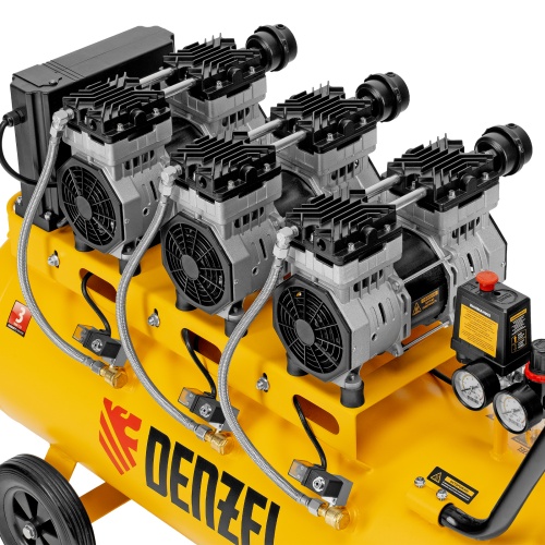 Компрессор безмасляный, малошумный  DLS 2250/100, 2250 Вт, 3x750, 100 л, 410 л/мин блок управления/ Denzel фото 12