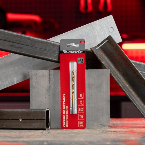 Сверло по металлу, 4.8 мм, HSS, нитридтитановое покрытие, цилиндрический хвостовик Matrix фото 7