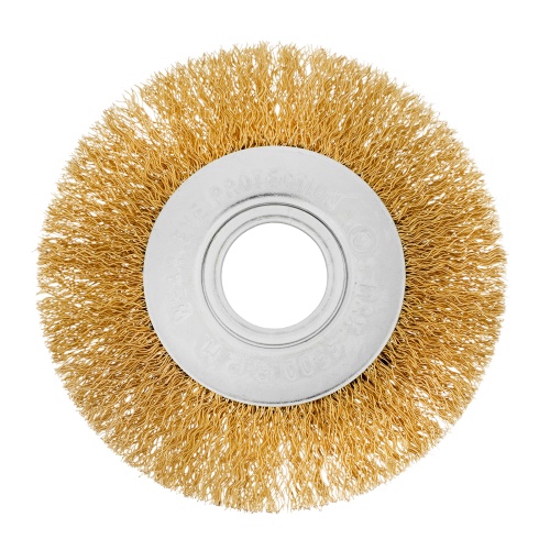 Щетка для УШМ, 100 мм, посадка 22.2 мм, плоская, латунированная витая проволока Matrix Щетка для УШМ, 100 мм, посадка 22.2 мм, плоская, латунированная витая проволока Matrix
