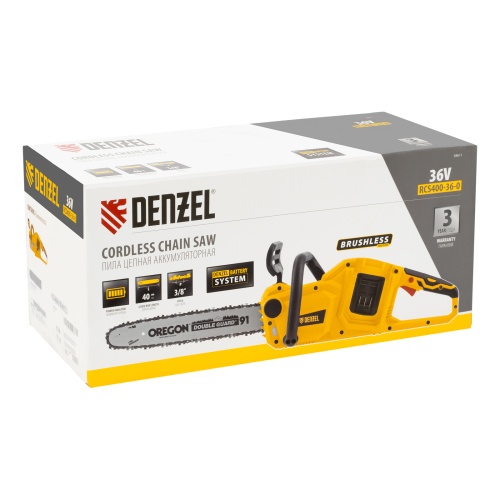 Цепная пила аккумуляторная бесщет. RCS400-36-0, Li-ion, 36 В, шина 400 мм Denzel фото 20