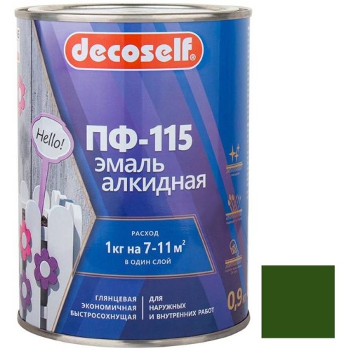 Эмаль Pufas Decoself ПФ-115 салатная 0,9 кг