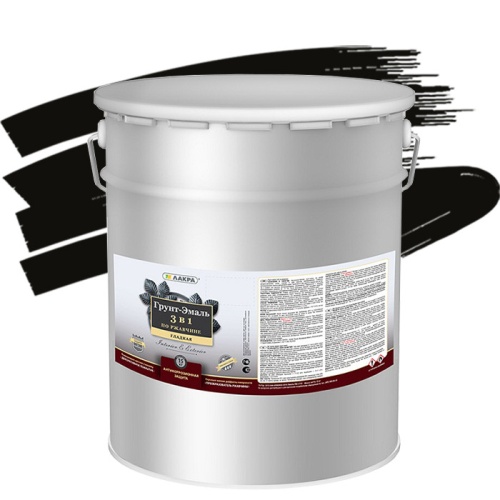 Грунт-эмаль Лакра 3 в 1 по ржавчине черная 15 кг