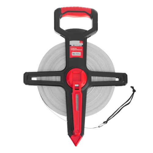 Рулетка геодезическая 100 м х 12,5 мм, открытый корпус, фиберглассовая лента Matrix фото 4