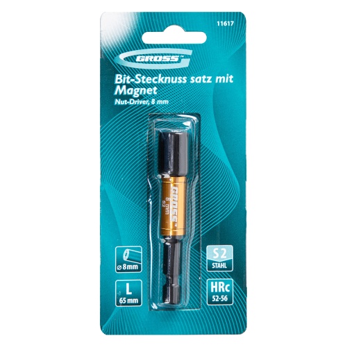 Бита с торцевой головкой, магнит. Nut-Driver, 8 мм, S2 Gross фото 5