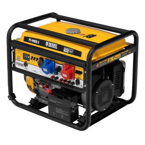 Генератор бензиновый PS 90 ED-3, 9.0 кВт, переключение режима 230 В/400 В, 25 л, электростартер Denzel фото 2