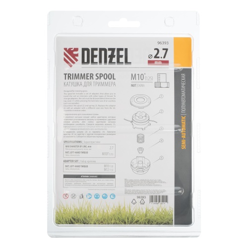 Катушка триммер. полуавтомат., гайка М10, М10, М12, лев. шаг 1,25 1,5 1,5мм Denzel фото 8 Катушка триммер. полуавтомат., гайка М10, М10, М12, лев. шаг 1,25 1,5 1,5мм Denzel фото 8