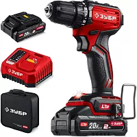 Бесщеточная дрель-шуруповерт, сумка ЗУБР 20 В, 45 Н·м, 2 АКБ LMS (2 А·ч) ДБ-45-22