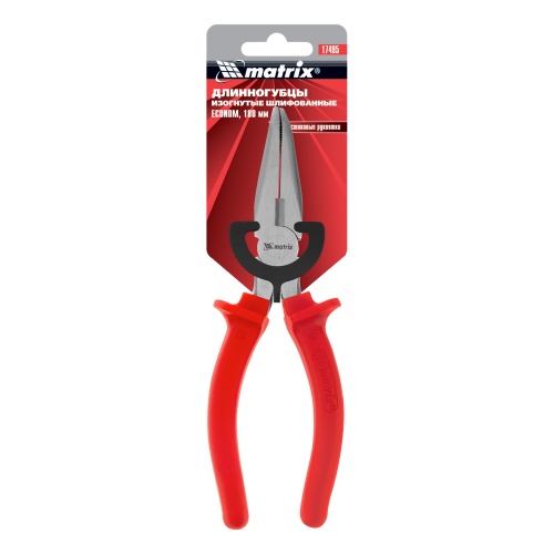 Длинногубцы изогнутые Econom, 180 мм, шлифованные, пластмассовые рукоятки Matrix фото 6