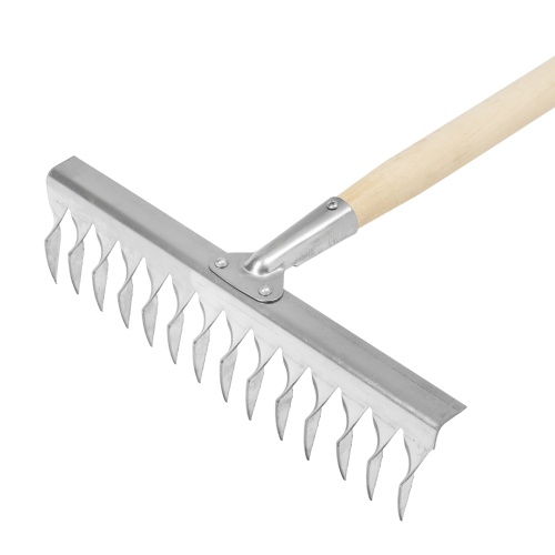 Грабли, нержавеющая сталь, 340 х 1300 мм, 14 витых зубьев, деревянный черенок, Сибртех фото 3