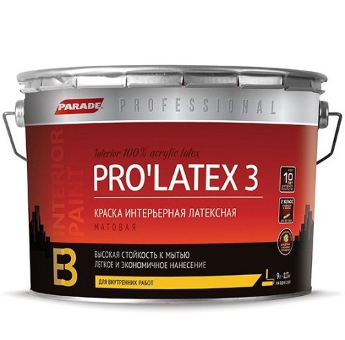 Краска латексная Parade Professional E3 Pro Latex3 интерьерная матовая основа С 2,7 л