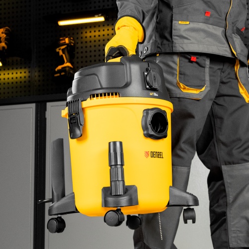 Пылесос строительный RVC20, 1400 Вт, бак 20 л, шланг 3 м, розетка с автосинхр. Denzel фото 16