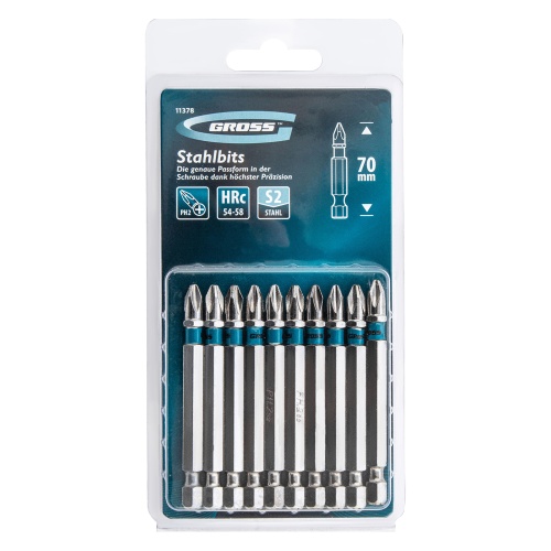 Набор бит РН2 х 70, сталь S2, 10 шт. Gross фото 4