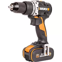 Ударная аккумуляторная дрель-шуруповерт WORX 60 Нм, 20 В, бесщеточная, 4 Ач x 2, ЗУ 2 А, кейс WX352.1