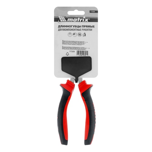 Длинногубцы прямые, 160 мм, хром-ванадий, двухкомпонентные рукоятки Matrix фото 7