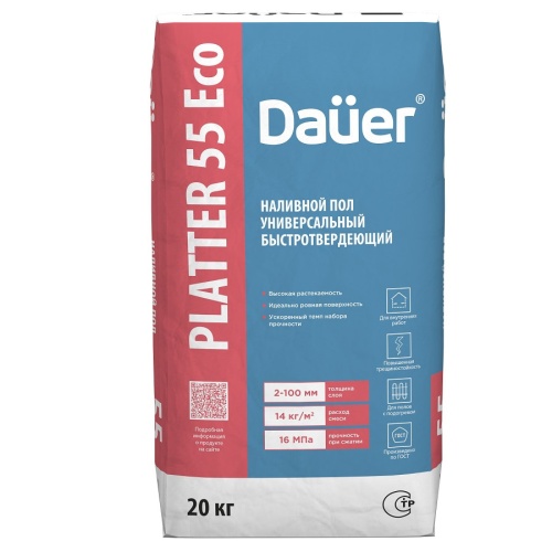 Пол наливной Dauer Platter Self 55 Eco универсальный быстротвердеющий 20 кг фото 3