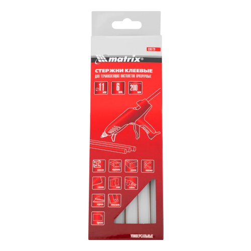 Стержни клеевые, прозрачные, 11 х 200 мм, в упаковке 6 шт Matrix фото 6