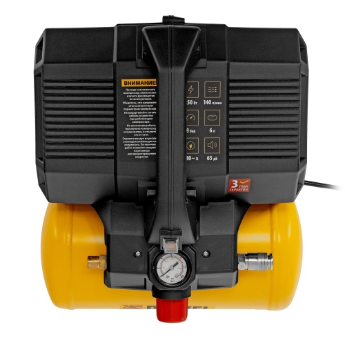 Компрессор  DLS750/6 безмасляный малошумный 750 Вт, 140 л/мин,ресивер 6 л Denzel фото 10