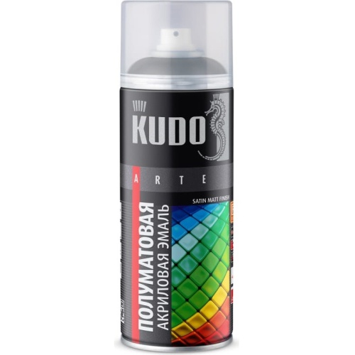 Эмаль аэрозольная универсальная Kudo KU-0A9005 Satin Ral 9005 черная 520 мл