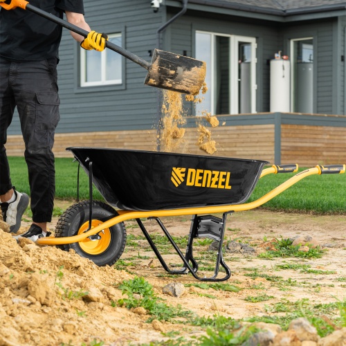 Тачка строительная, усиленная, объем 130 л, 230 кг, колесо 15х6.00-6 Denzel фото 14