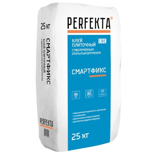 Клей плиточный с увеличенным открытым временем Perfekta Смартфикс C0 E 40 кг Клей плиточный с увеличенным открытым временем Perfekta Смартфикс C0 E 40 кг