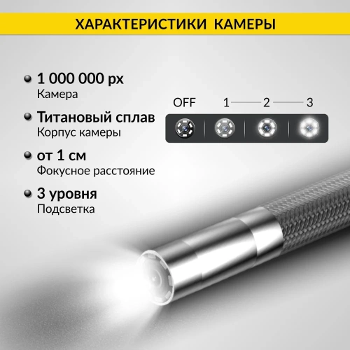 Управляемый видеоэндоскоп iCarTool USB, 1Мп, 1280x720, 1м, 4мм зонд, поворот камеры 4х360° IC-V104AW фото 6