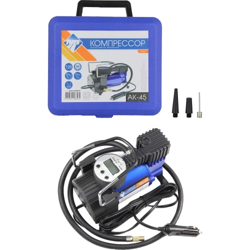 Компрессор Nova Bright АК-45, до 45 л/мин., 100 PSI, 12В, синий металлический корпус, пластиковый кейс, цифровой манометр, автостоп 36449 фото 6