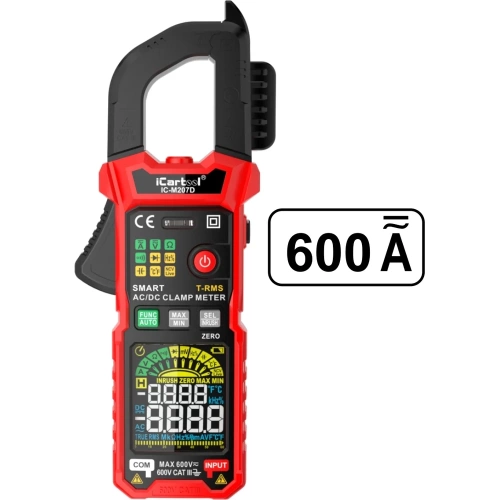 Токовые клещи постоянного/переменного тока iCarTool 600 A, c режимом смарт IC-M207D Токовые клещи постоянного/переменного тока iCarTool 600 A, c режимом смарт IC-M207D